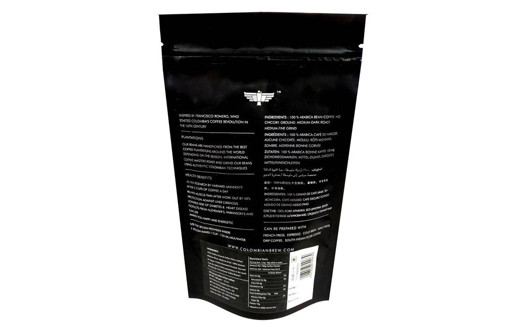Colombian Brew Arabica & Ground Filter Coffee   Pack  100 grams